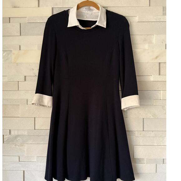 BAILEY 44 Wool/Cotton Removeable Collar/Dickie Knee Length Dress S Made in USA - Picture 1 of 7